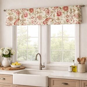 BRAEMORE Selim Punch Screen Printed Floral Window Medium Weight Valance#1230256A